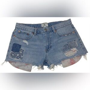 Lucky Brand Laura Ashley Denim Shorts Women's Size 12/31 Patchwork fray hem